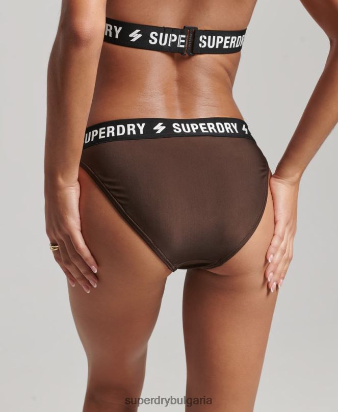 Superdry облекло N00H3207 кафяво Жени еластични рециклирани бикини слипове