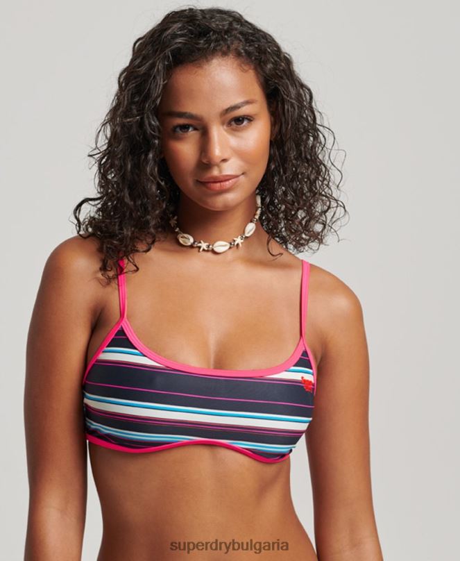 Superdry облекло N00H3214 мулти Жени раирана рециклирана горна част на бикини
