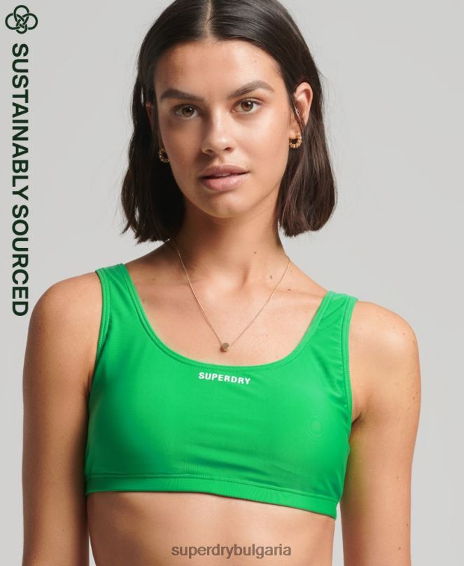 Superdry облекло N00H3227 зелено Жени съществено горнище на бикини