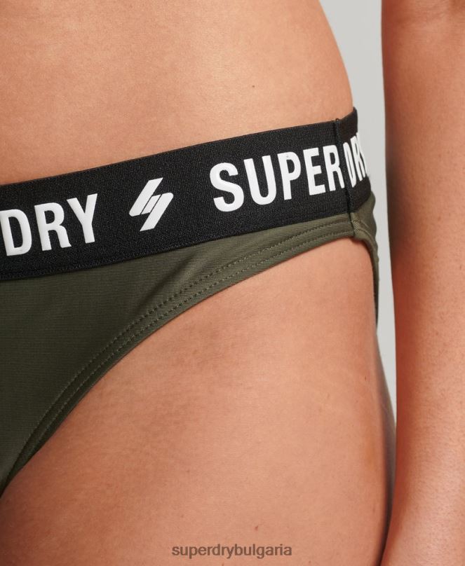 Superdry облекло N00H3231 каки Жени еластични рециклирани бикини слипове