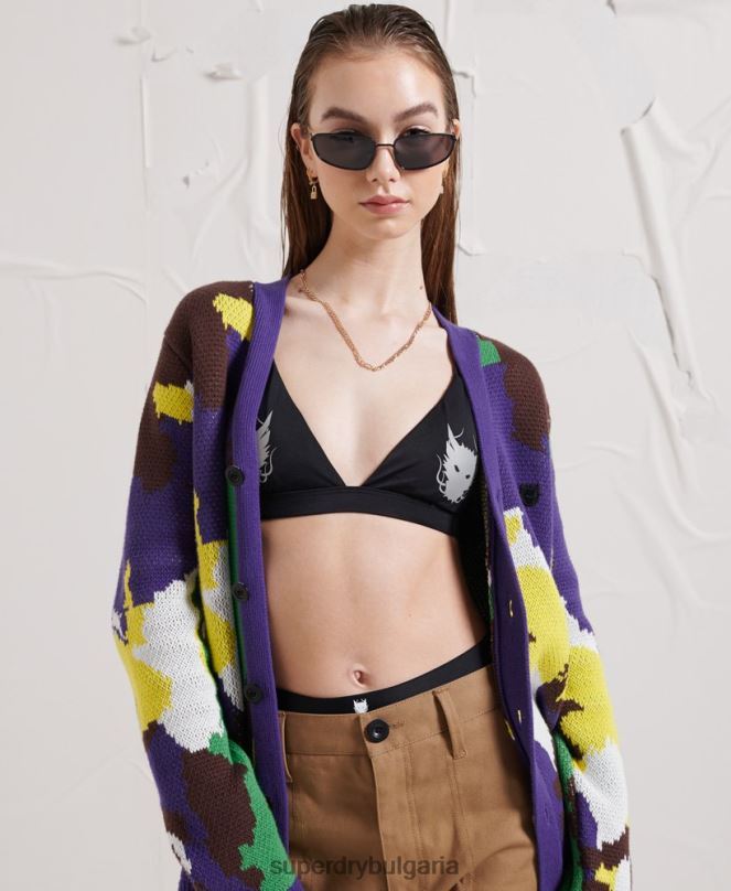 Superdry облекло N00H3232 черен Жени три бикини с дракон
