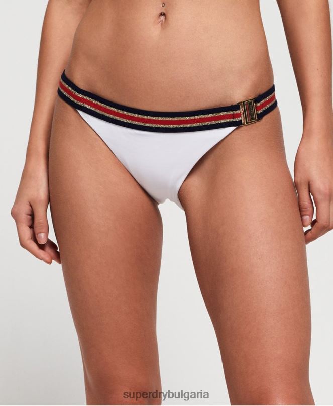 Superdry облекло N00H3250 бяло Жени фиксирана долна част на три бикини с лого на гребен