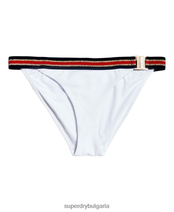 Superdry облекло N00H3250 бяло Жени фиксирана долна част на три бикини с лого на гребен