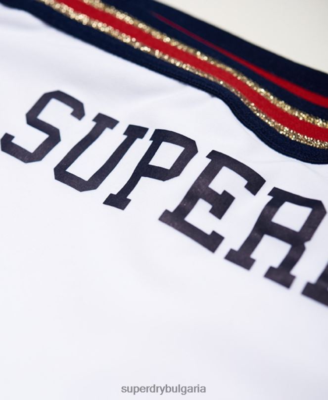 Superdry облекло N00H3250 бяло Жени фиксирана долна част на три бикини с лого на гребен