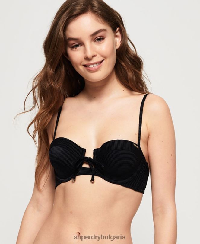 Superdry облекло N00H3251 черен Жени горнище на бикини с чаши с текстура на alice