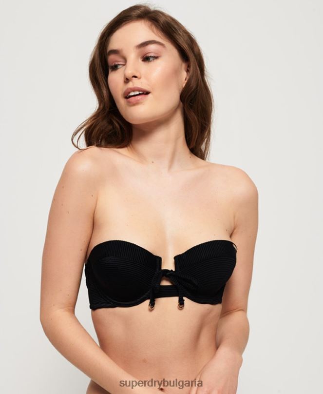 Superdry облекло N00H3251 черен Жени горнище на бикини с чаши с текстура на alice