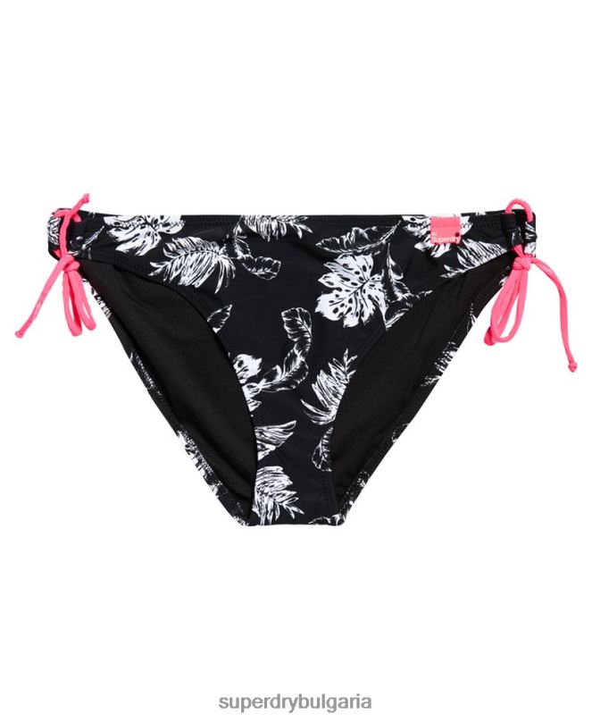 Superdry облекло N00H3259 черен Жени долната част на бикините с вратовръзка от бананови листа