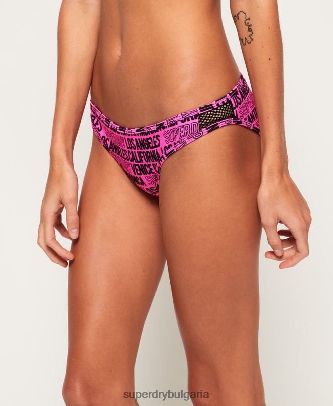 Superdry облекло N00H3266 розово Жени долнище на бикини с лого на cali