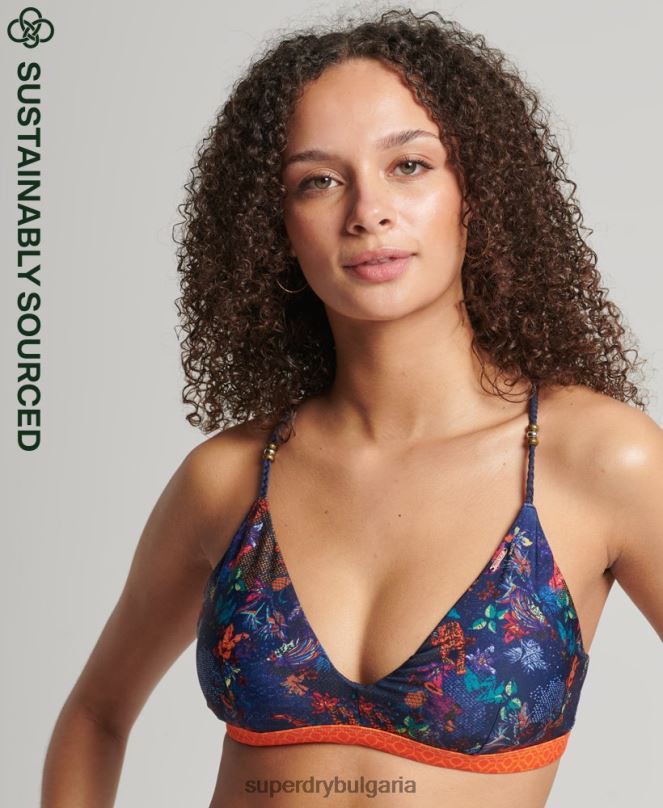 Superdry облекло N00H6520 военноморски флот Жени ретро тропически горнище на бикини