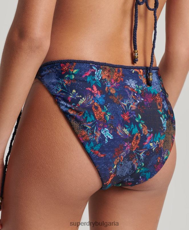 Superdry облекло N00H6521 военноморски флот Жени ретро тропически бикини слипове