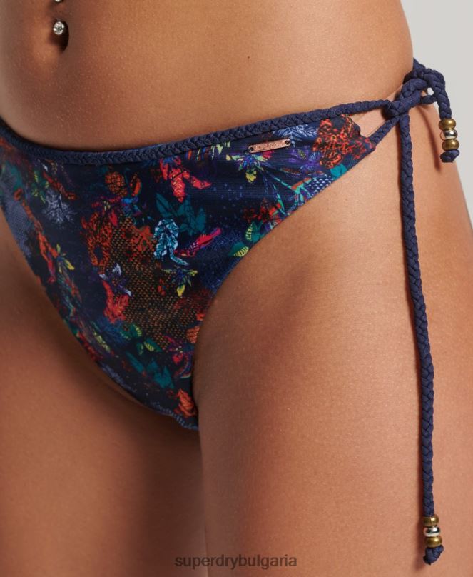 Superdry облекло N00H6521 военноморски флот Жени ретро тропически бикини слипове