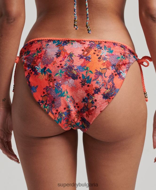Superdry облекло N00H6727 корал Жени тропически бикини слипове