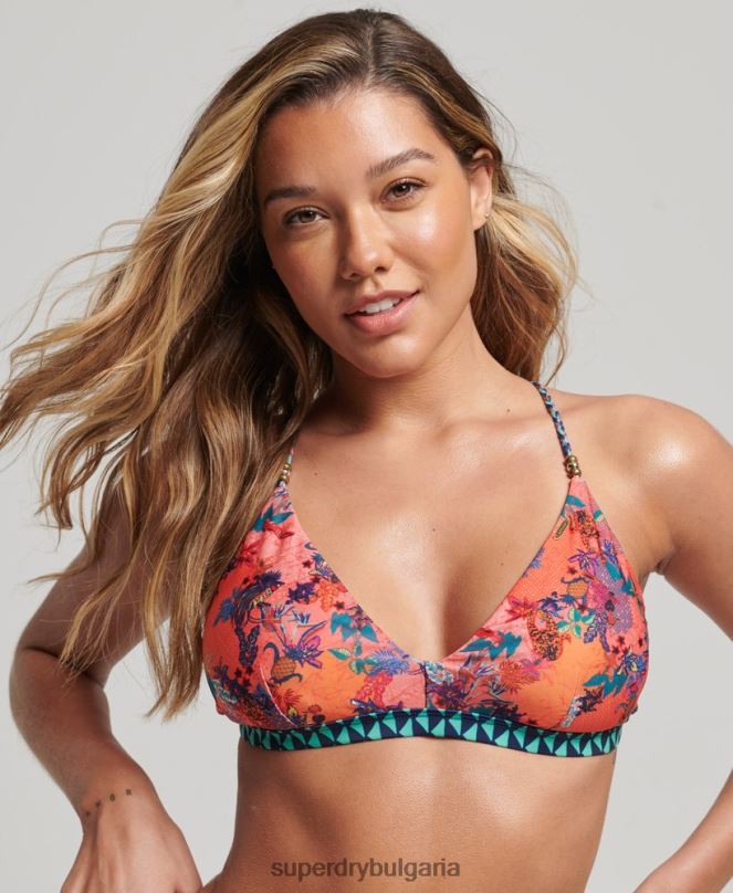 Superdry облекло N00H6747 корал Жени ретро тропически горнище на бикини