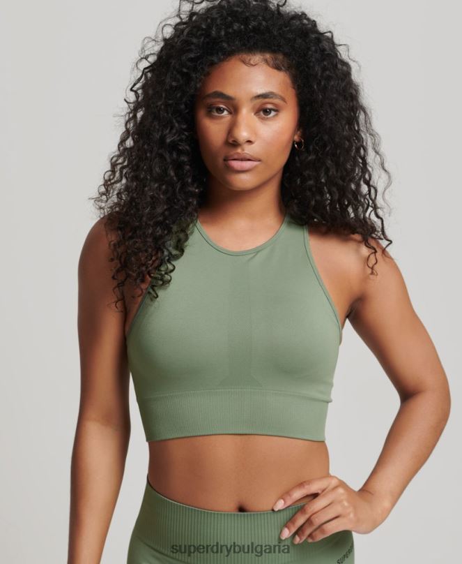 Superdry облекло N00H4169 зелено Жени core безшевен сутиен със средно въздействие