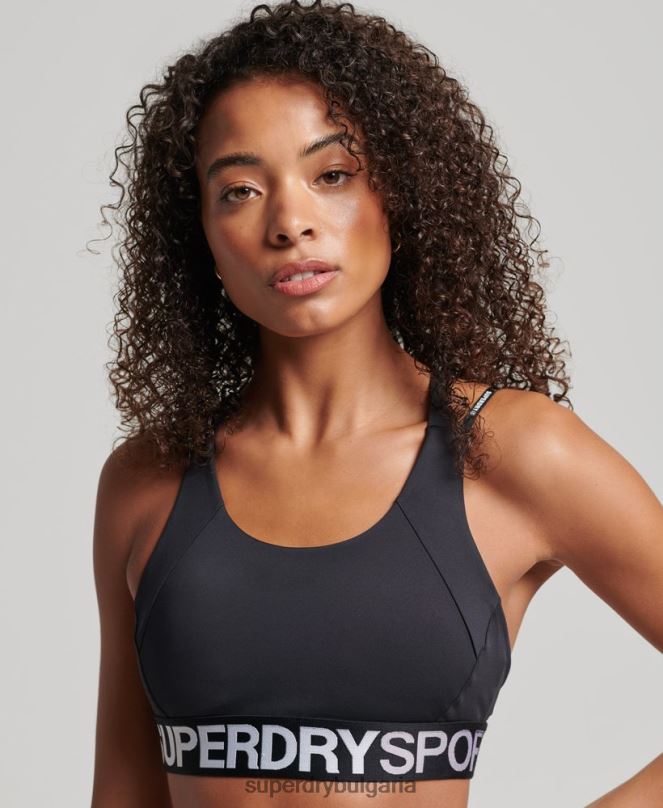 Superdry облекло N00H4172 черен Жени сутиен с брандиран ластик