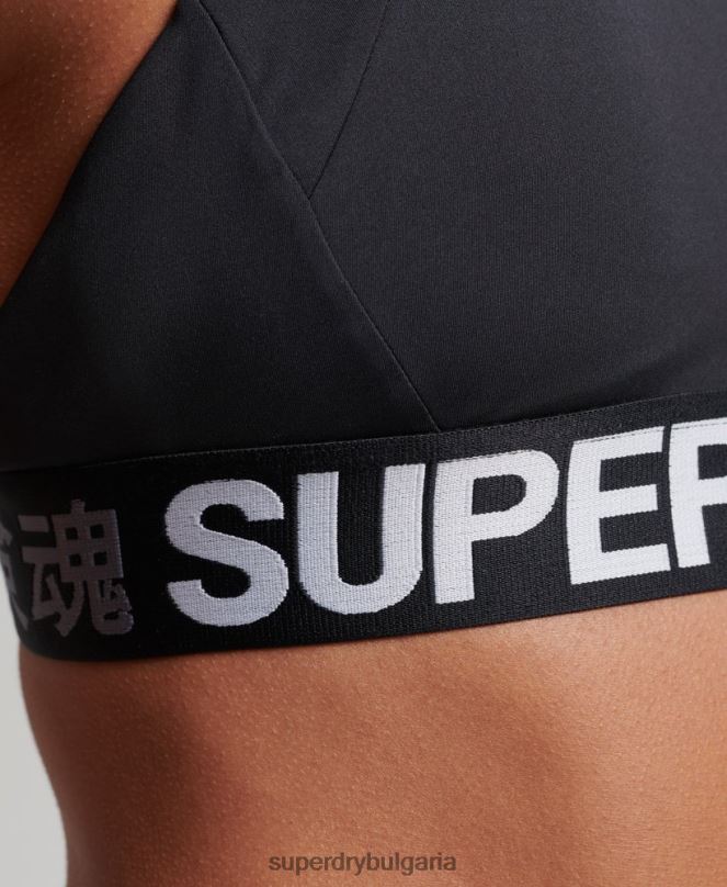 Superdry облекло N00H4172 черен Жени сутиен с брандиран ластик