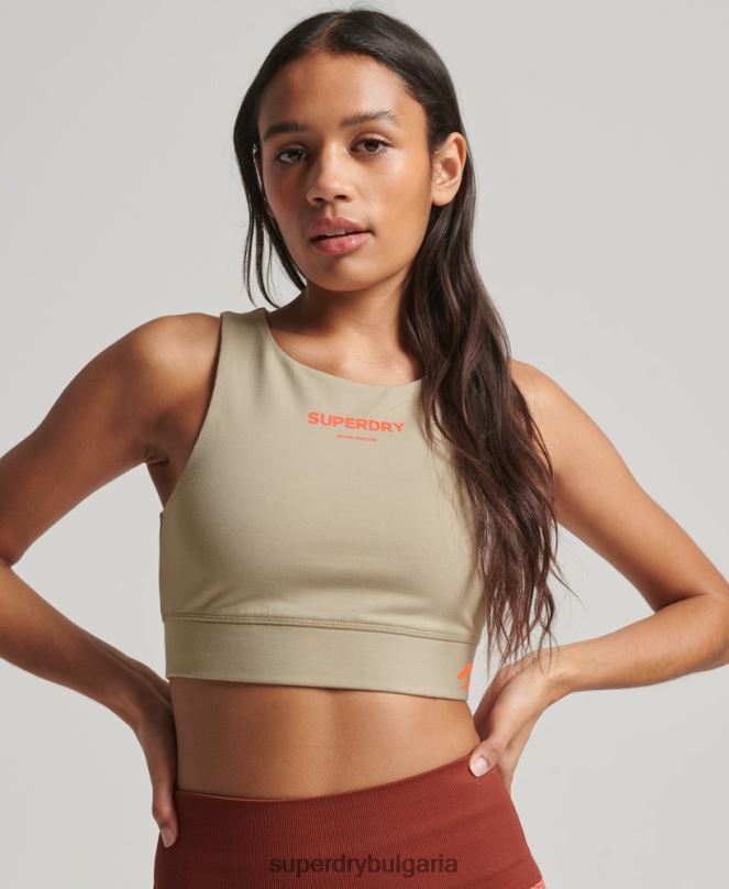 Superdry облекло N00H4175 бежово Жени спортен сутиен с основа от органичен памук