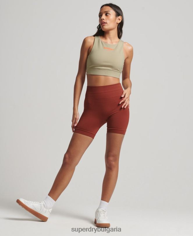 Superdry облекло N00H4175 бежово Жени спортен сутиен с основа от органичен памук