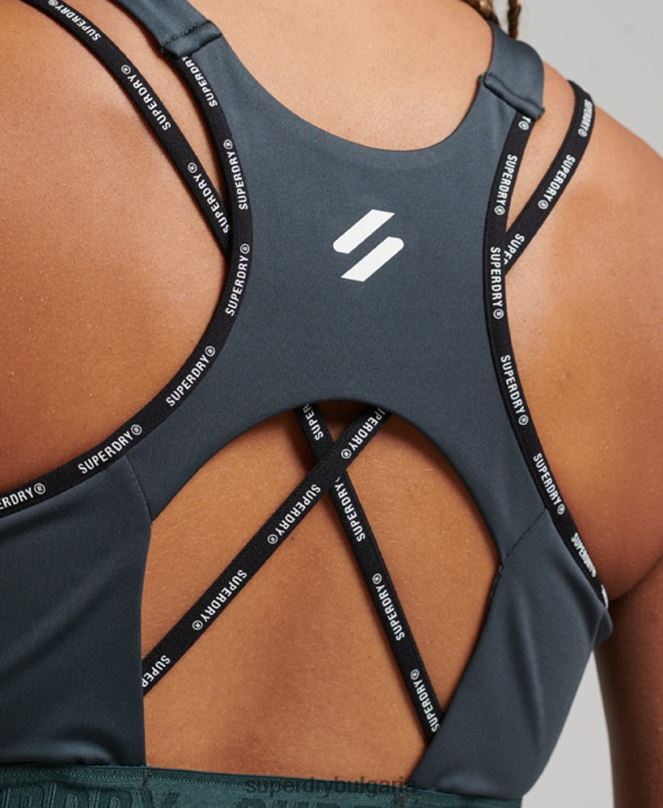 Superdry облекло N00H4180 зелено Жени сутиен с брандиран ластик