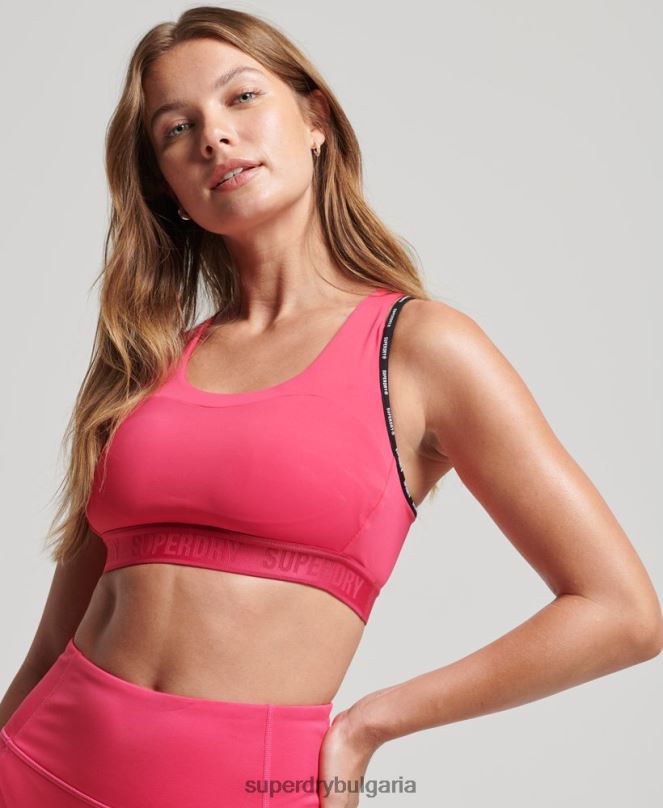 Superdry облекло N00H4182 розово Жени сутиен с брандиран ластик