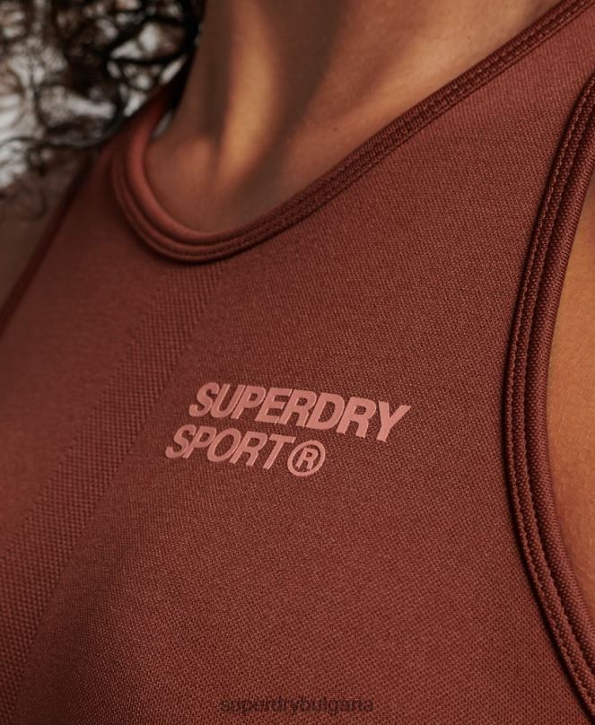 Superdry облекло N00H4184 кафяво Жени core безшевен сутиен със средно въздействие