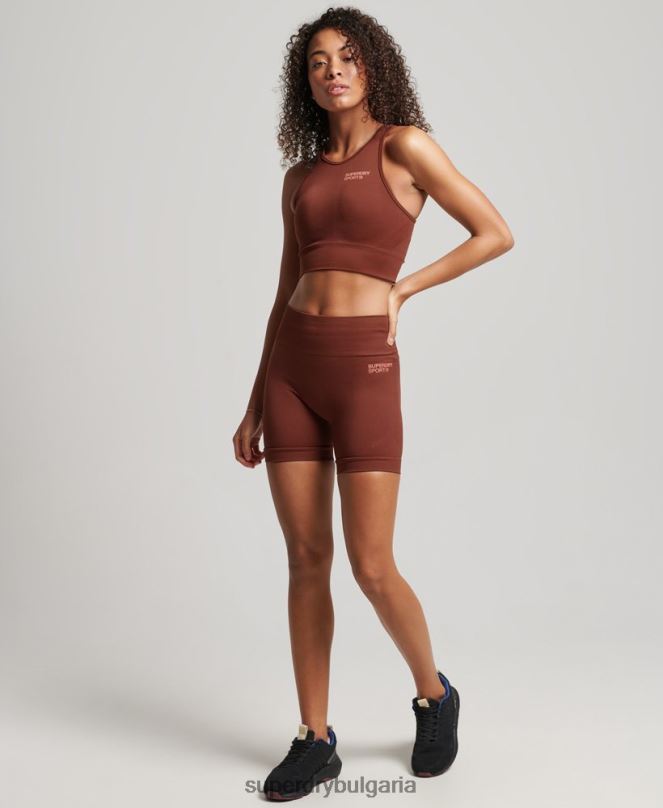 Superdry облекло N00H4184 кафяво Жени core безшевен сутиен със средно въздействие