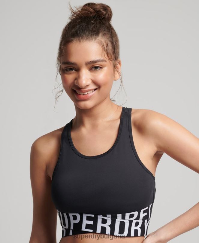 Superdry облекло N00H4186 черен Жени кръст сутиен с тренировъчно ядро
