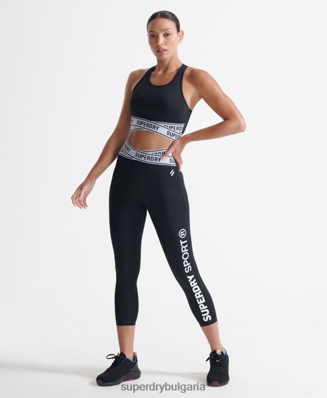 Superdry облекло N00H4187 черен Жени кръст сутиен с тренировъчно ядро