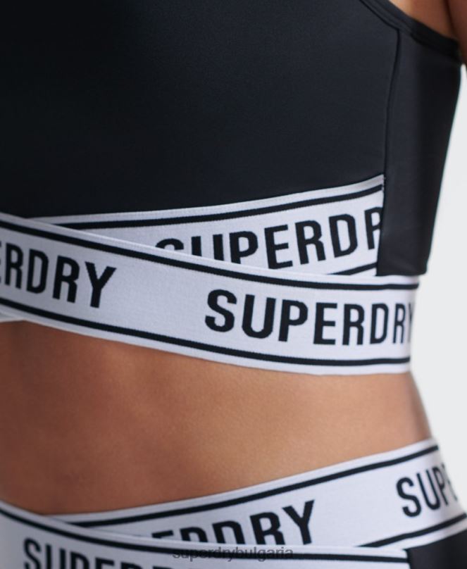 Superdry облекло N00H4187 черен Жени кръст сутиен с тренировъчно ядро