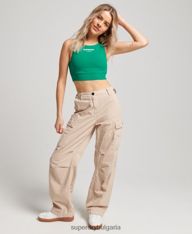 Superdry облекло N00H4194 зелено Жени спортен сутиен с основа от органичен памук