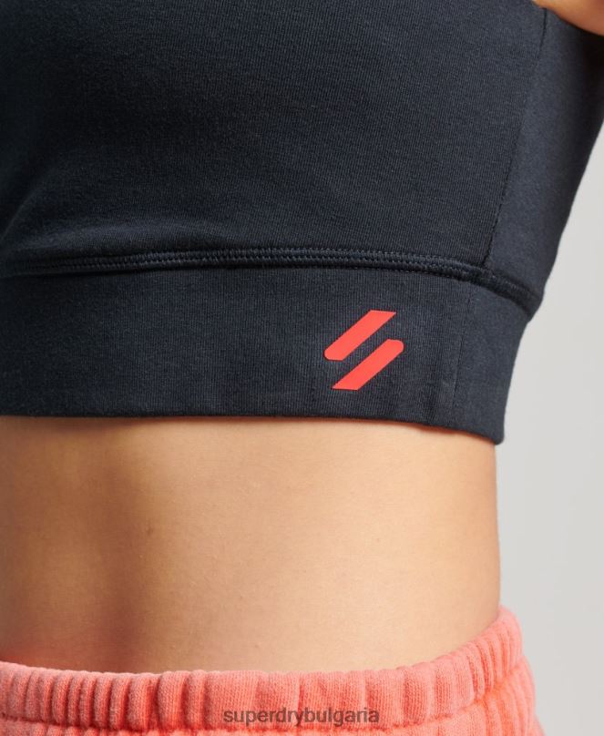 Superdry облекло N00H4195 военноморски флот Жени спортен сутиен с основа от органичен памук