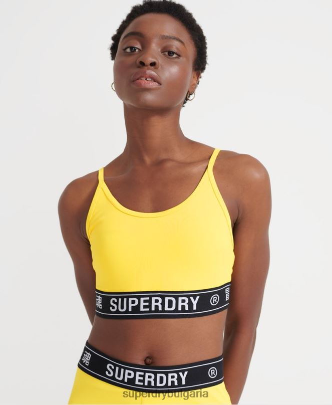 Superdry облекло N00H4210 жълто Жени тренировъчен сутиен с лого