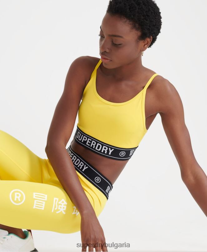 Superdry облекло N00H4210 жълто Жени тренировъчен сутиен с лого