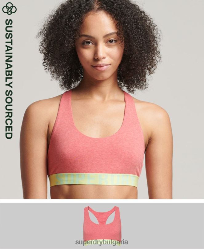 Superdry облекло N00H4214 корал Жени бюстгальтер с голямо лого от органичен памук