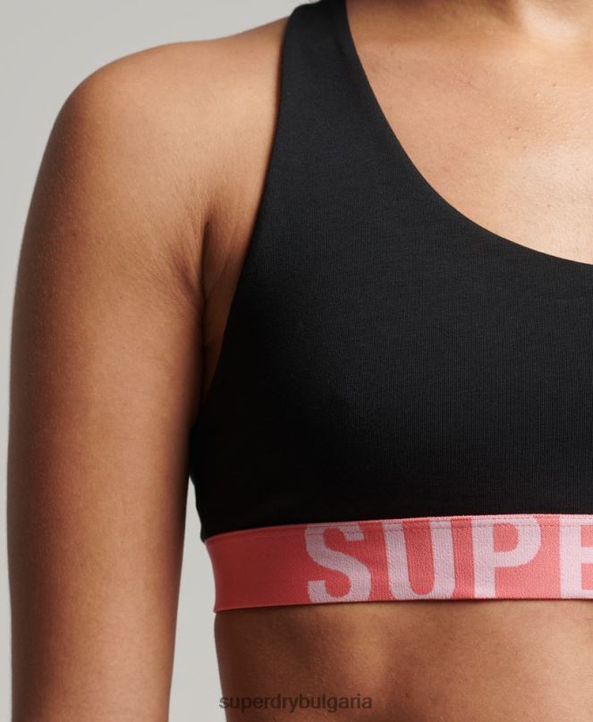 Superdry облекло N00H4219 черен Жени бюстгальтер с голямо лого от органичен памук