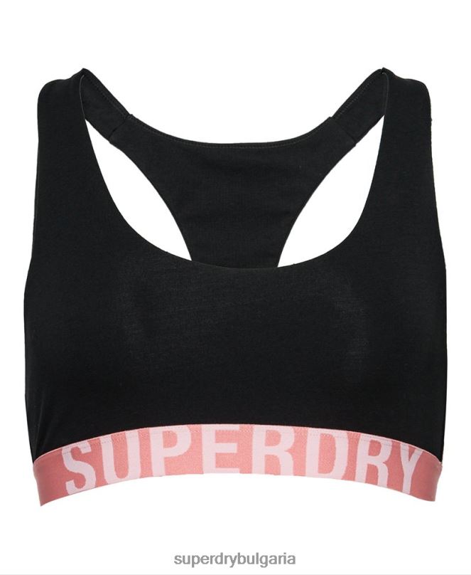 Superdry облекло N00H4219 черен Жени бюстгальтер с голямо лого от органичен памук