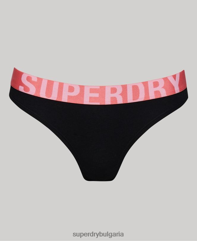 Superdry облекло N00H4220 черен Жени бикини с голямо лого от органичен памук