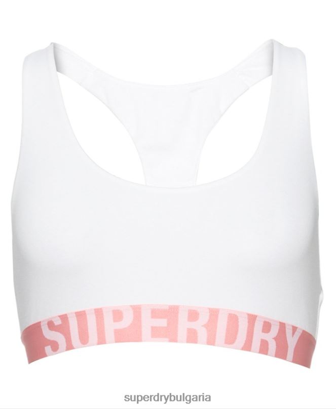 Superdry облекло N00H4275 бяло Жени бюстгальтер с голямо лого от органичен памук