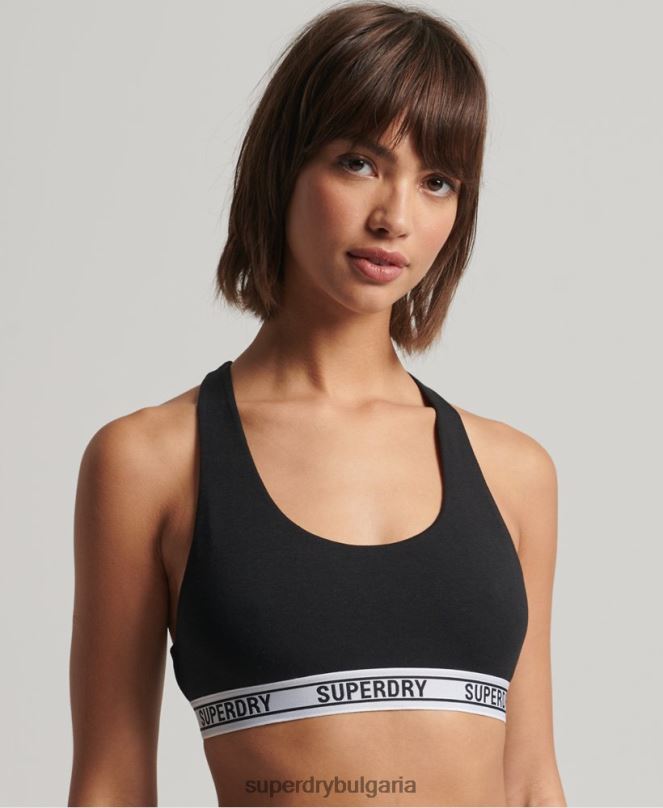 Superdry облекло N00H4338 черен Жени изрязан бралет от органичен памук
