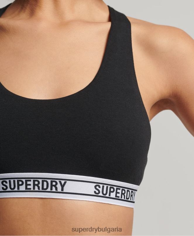 Superdry облекло N00H4338 черен Жени изрязан бралет от органичен памук