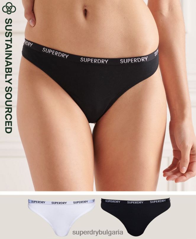 Superdry облекло N00H4341 черен Жени прашки от органичен памук 2 бр