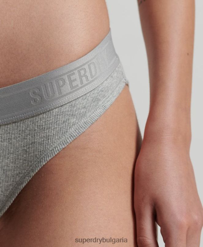 Superdry облекло N00H4342 сиво Жени бикини с бикини от органичен памук