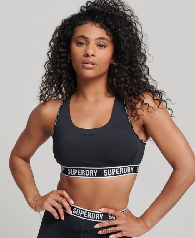 Superdry облекло N00H6325 черен Жени сутиен с брандиран ластик