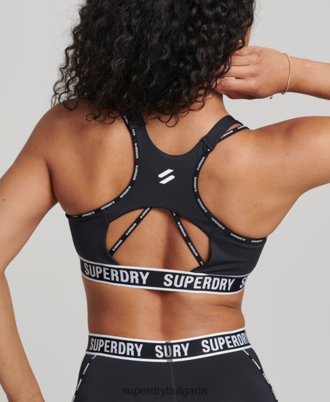 Superdry облекло N00H6325 черен Жени сутиен с брандиран ластик