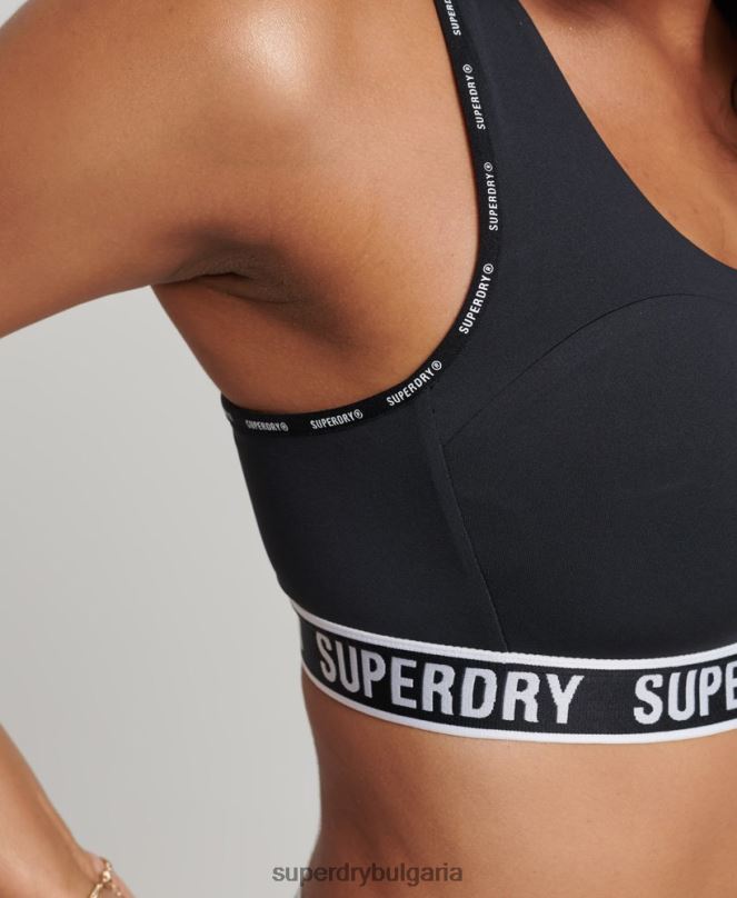 Superdry облекло N00H6325 черен Жени сутиен с брандиран ластик