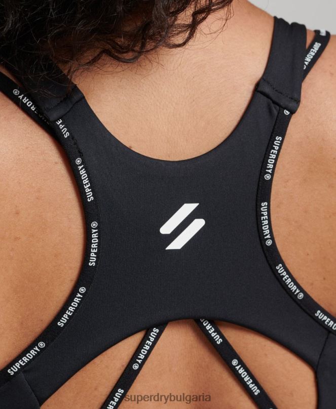 Superdry облекло N00H6325 черен Жени сутиен с брандиран ластик