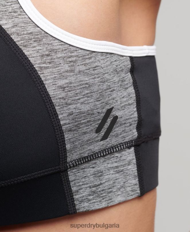 Superdry облекло N00H6341 сиво Жени тренировъчен асиметричен сутиен