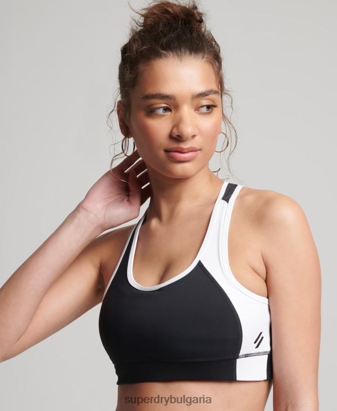 Superdry облекло N00H6346 черен Жени тренировъчен асиметричен сутиен
