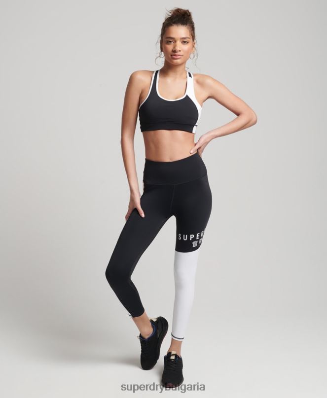 Superdry облекло N00H6346 черен Жени тренировъчен асиметричен сутиен