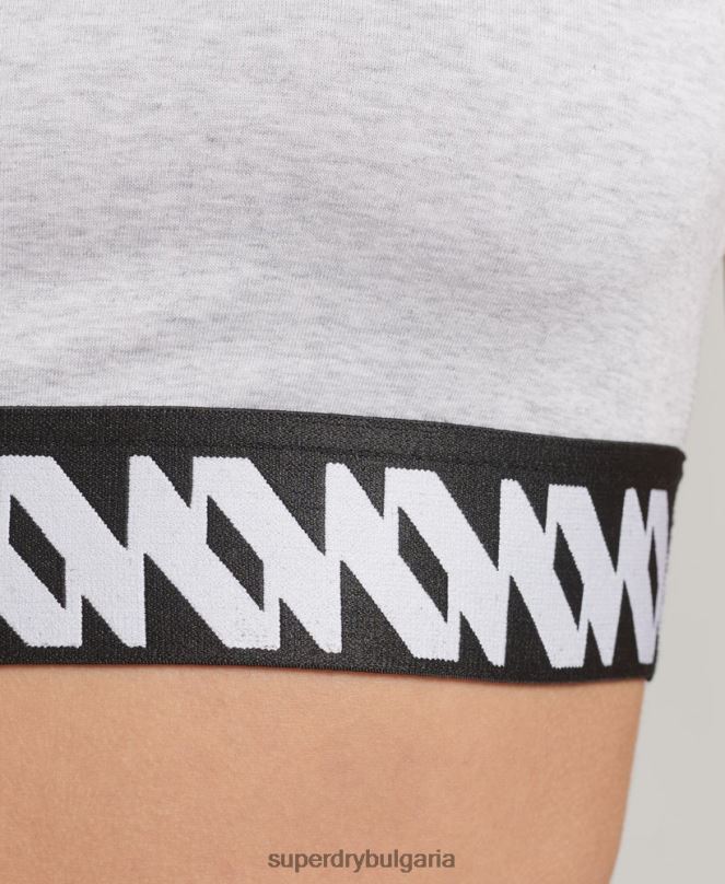 Superdry облекло N00H6533 сиво Жени горнище на сутиен с еластично лого